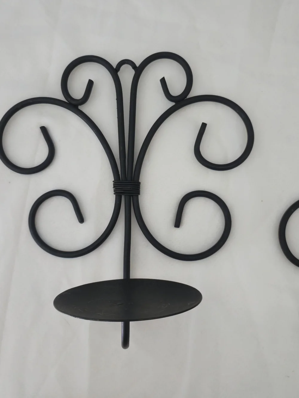 Elegant Black Decorative Scroll Wall Sconces – Pair of Metal Candle Holders